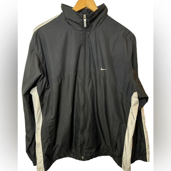 Vintage Nike Nylon Full Zip Up Jacket Windbreaker Black/Gray Mens XXL - Picture 1 of 7